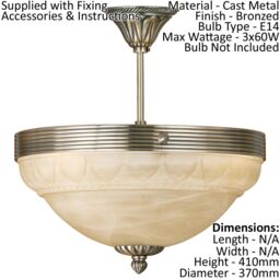 Loops Flush Ceiling Light Colour Bronze Shade Champagne Glass Alabaster Bulb E14 3x60W in Clear - thumbnail 2