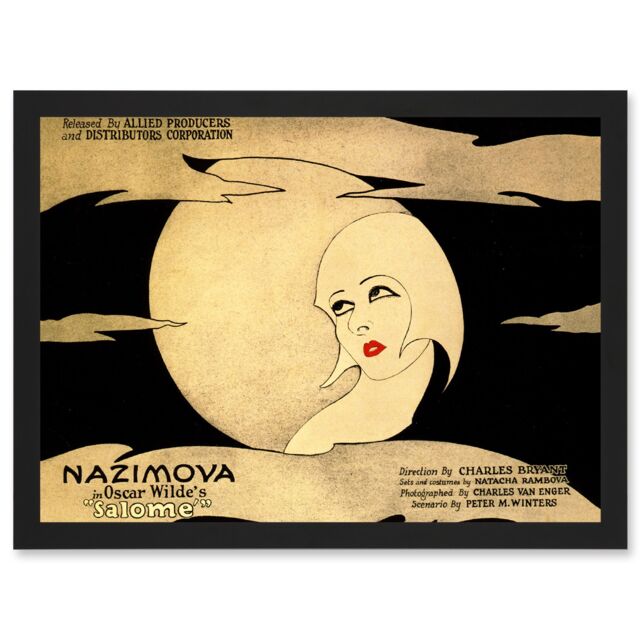 Artery8 Advert Theatre Play Stage Salome Oscar Wilde Nazimova Artwork Framed Wall Art Print A4 in Black - image 1