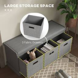 Wyld Haus Marari Grey 3 Drawer Shoe Storage Bench with Padded Seat - thumbnail 5