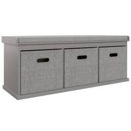 Wyld Haus Marari Grey 3 Drawer Shoe Storage Bench with Padded Seat - thumbnail 2