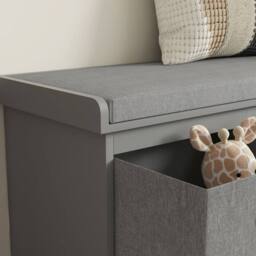Wyld Haus Marari Grey 3 Drawer Shoe Storage Bench with Padded Seat - thumbnail 8
