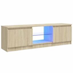 Berkfield Home TV Cabinet with LED Lights Sonoma Oak 120x30x35.5 cm in Light Tan