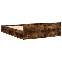 Berkfield Home Bed Frame with Drawers without Mattress Smoked Oak 140x200 cm in Brown - thumbnail 6