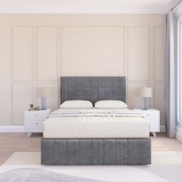 "Sloomy California Divan Bed Base Slate Naples 4 Drawers 12"" Footboard & 54"" Floor Standing Headboard in Dark Grey - Size: King" - thumbnail 2