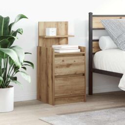 Berkfield Home Bedside Cabinets with 2 Drawers 2 pcs Artisan Oak 38x34x80 cm in Brown - Size: 38 x 34 x 80 cm - thumbnail 1