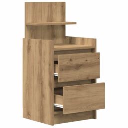 Berkfield Home Bedside Cabinets with 2 Drawers 2 pcs Artisan Oak 38x34x80 cm in Brown - Size: 38 x 34 x 80 cm - thumbnail 6