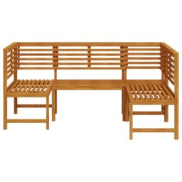 Berkfield Home 3-Piece Garden Bench Set - Solid Acacia Wood in Brown - thumbnail 7