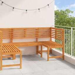 Berkfield Home 3-Piece Garden Bench Set - Solid Acacia Wood in Brown - thumbnail 1