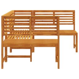 Berkfield Home 3-Piece Garden Bench Set - Solid Acacia Wood in Brown - thumbnail 8