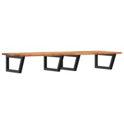 Berkfield Home Basin Shelf Wall Mounted Steel & Solid Wood Acacia in Brown - thumbnail 2