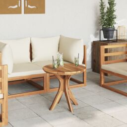 Berkfield Home Garden Coffee Table √ò55x51 cm Solid Wood Teak in Brown - Size: 55x51 cm - thumbnail 4