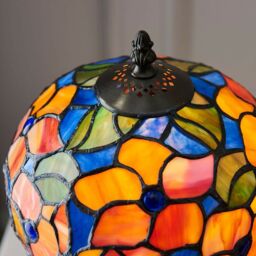 Loops Tiffany Glass Table Lamp Light Dark Bronze & Multi Colour Floral Shade i00212 in Clear - thumbnail 5