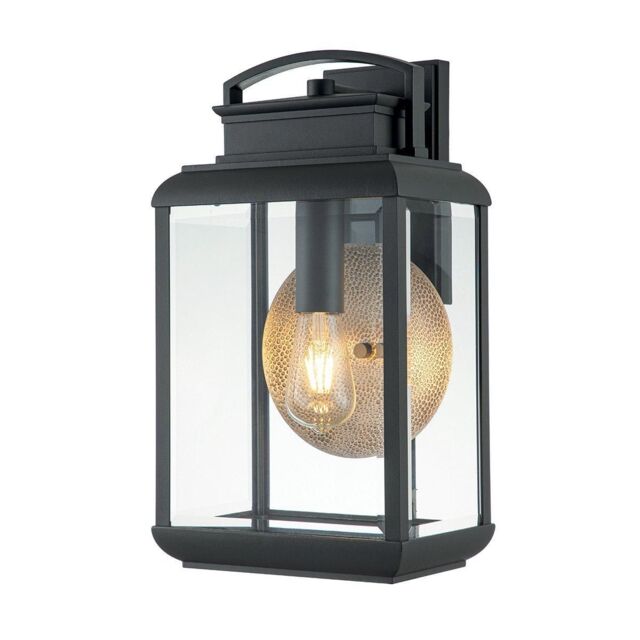 Netlighting Quoizel Byron Outdoor Wall Lantern Graphite with Pewter Reflector IP44 in Grey - image 1