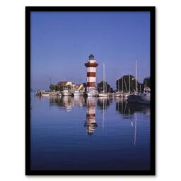 Artery8 John Margolies Harbourtown Lighthouse South Carolina Framed Art Print in Blue - Size: A4 - thumbnail 1