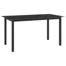 Berkfield Home Garden Table Black 150x90x74 cm Aluminium & Glass - Size: 150 x 90 x 74 cm - thumbnail 1