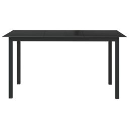 Berkfield Home Garden Table Black 150x90x74 cm Aluminium & Glass - Size: 150 x 90 x 74 cm - thumbnail 2