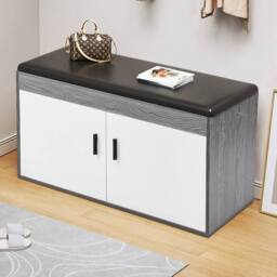 KORVIXA Shoe Storage Bench Seat Hallway Shoes Cabinet Rack in White - Size: 100 cm x 100 cm - thumbnail 4