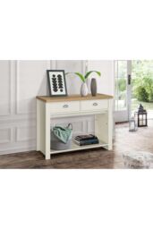 Birlea Console Table Blue & Oak Highgate 2 Drawer Farmhouse Shabby Chic in Cream