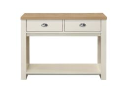 Birlea Console Table Blue & Oak Highgate 2 Drawer Farmhouse Shabby Chic in Cream - thumbnail 4