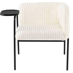 Costway Modern Accent Chair Corduroy Upholstered Armchair in White - thumbnail 9