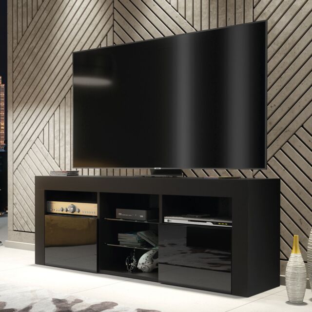 Creative Furniture TV Unit 145cm Modern - Modern Black with High Gloss Doors - image 1