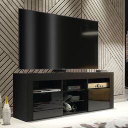 Creative Furniture TV Unit 145cm Modern - Modern Black with High Gloss Doors - thumbnail 6