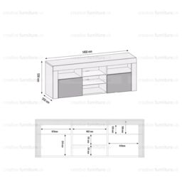 Creative Furniture TV Unit 145cm Modern - Modern Black with High Gloss Doors - thumbnail 4