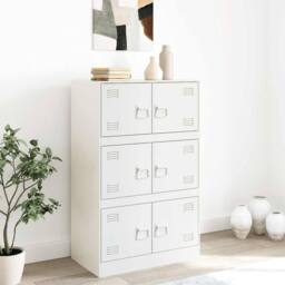 Berkfield Home Sideboard White 67x39x107 cm Steel - Size: 67 x 39 x 107 cm - thumbnail 3