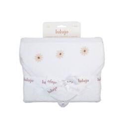 Lulujo Hooded Towel- Daisies in White - thumbnail 1