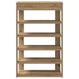 Berkfield Home Shoe Rack Artisan Oak 60x30x98 cm Engineered Wood in Brown - Size: 60 x 30 x 98 cm - thumbnail 4