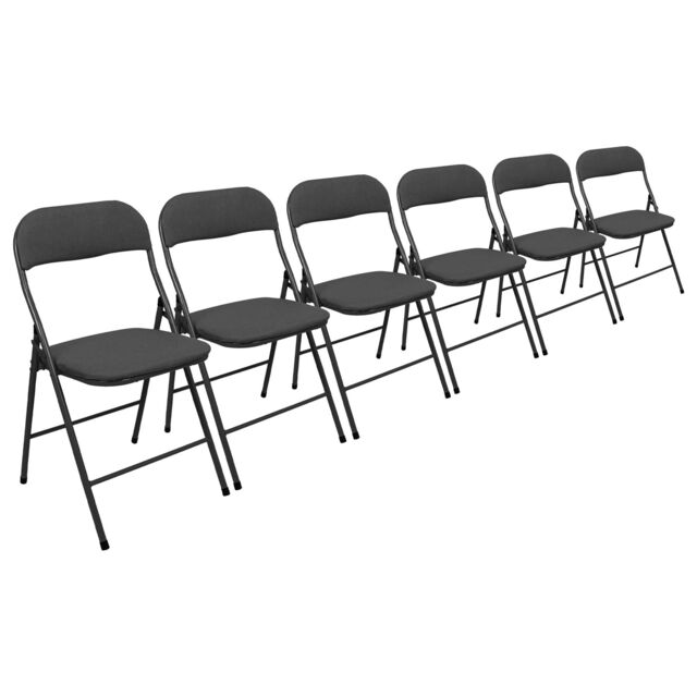 Harbour Housewares Fabric Padded Metal Folding Chair - Pack of 6 in Black - image 1