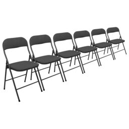 Harbour Housewares Fabric Padded Metal Folding Chair - Pack of 6 in Black