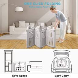 Dprodo Baby Foldable Playpen with Safety Gate in Light Grey - thumbnail 2