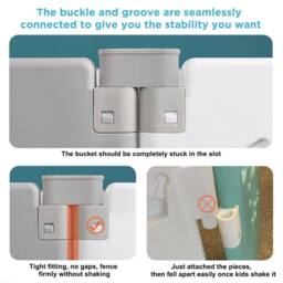 Dprodo Baby Foldable Playpen with Safety Gate in Light Grey - thumbnail 4