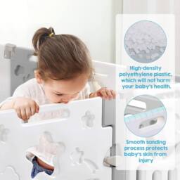Dprodo Baby Foldable Playpen with Safety Gate in Light Grey - thumbnail 7