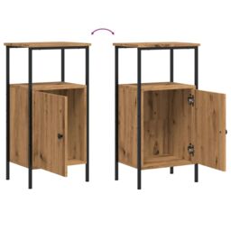 Berkfield Home Bedside Cabinet Artisan Oak 41x31x80 cm Engineered Wood in Brown - Size: 41 x 31 x 80 cm - thumbnail 8