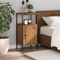 Berkfield Home Bedside Cabinet Artisan Oak 41x31x80 cm Engineered Wood in Brown - Size: 41 x 31 x 80 cm - thumbnail 3