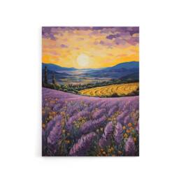 "Artery8 Lavender Fields At Sunrise Canvas Wall Art Print in Purple - Size: W18"" x H24""" - thumbnail 1
