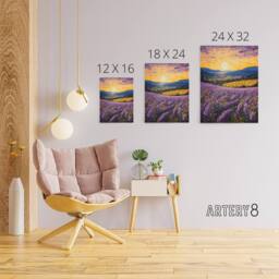 "Artery8 Lavender Fields At Sunrise Canvas Wall Art Print in Purple - Size: W18"" x H24""" - thumbnail 4