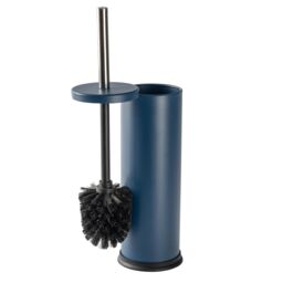 Harbour Housewares Round Toilet Brush & Holder - Cleaning Brush Set with Non Slip Base in Blue - thumbnail 4