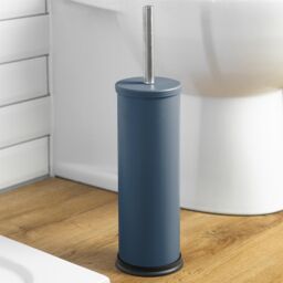 Harbour Housewares Round Toilet Brush & Holder - Cleaning Brush Set with Non Slip Base in Blue - thumbnail 5