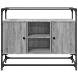 Berkfield Home Sideboard with Glass Top Grey Sonoma 98x35x81 cm Engineered Wood - Size: 98 x 35 x 81 cm - thumbnail 4