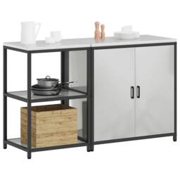 Berkfield Home with Shelf with Storage with Door Adjustable 2 pcs Galvanised steel in Silver - thumbnail 3