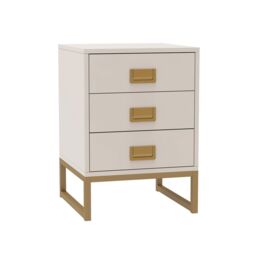 Melody Maison 3 Drawer Bedside Table - Elle Stone Range in Beige