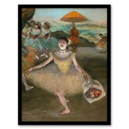 Artery8 Dancer with Bouquet Bowing Edgar Degas Vintage Framed Wall Art Print - Size: A4 - thumbnail 1