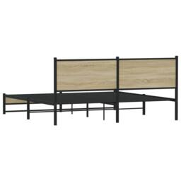 Berkfield Home Metal Bed Frame without Mattress Sonoma Oak 160x200 cm in Natural - thumbnail 7