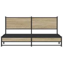 Berkfield Home Metal Bed Frame without Mattress Sonoma Oak 160x200 cm in Natural - thumbnail 5