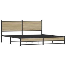 Berkfield Home Metal Bed Frame without Mattress Sonoma Oak 160x200 cm in Natural - thumbnail 1