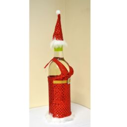 Shatchi Christmas Wine Bottle Cover Gift Bags Lady Santa Xmas Party Decorations Home Bar Restaurants Pub Décor Table Decorations - thumbnail 1
