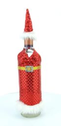 Shatchi Christmas Wine Bottle Cover Gift Bags Lady Santa Xmas Party Decorations Home Bar Restaurants Pub Décor Table Decorations - thumbnail 2